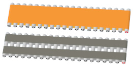 flat belts on long powered motorized roller zones