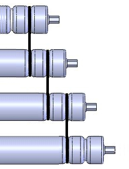 Skewed rollers with aligned grooves